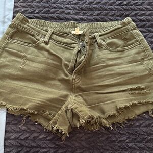 Aerie Olive Distressed Women Shorts